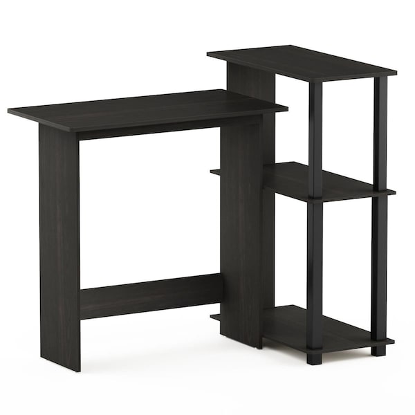 Furinno 16086R1EX-BK Abbott Corner Computer Desk with Bookshelf - Espresso & Black 16086R1EX/BK - main